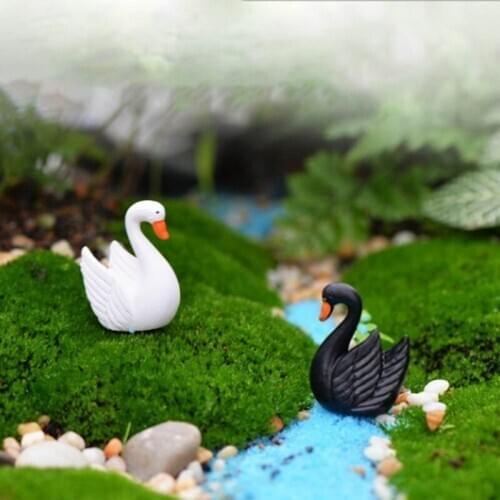 2 Pcs Mini Goose Model Miniature Lovely Swan Figurine Ornament Swan Figurine Statue Fairy Garden Ornaments Home Decor Crafts