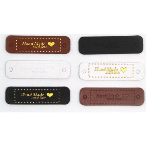 20PCS Hand Made With Love Bronzing Hand Made Tags Garment Leather Handmade Labels DIY craft