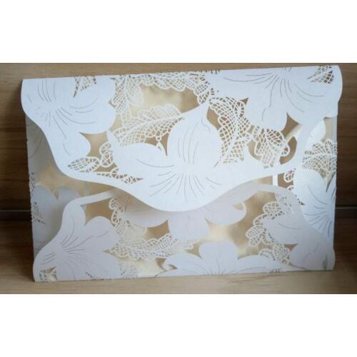 Free Shipping 10pcs White damask Flower Business/Party/Birthday Laser Wedding invitation card, no envelope,no inner sheet