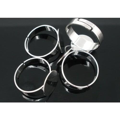 Free shipping!!!!!500pcs/lot Adjustable Ring Base Blank Glue-on 17.5mm (US 6.75) base 12mm