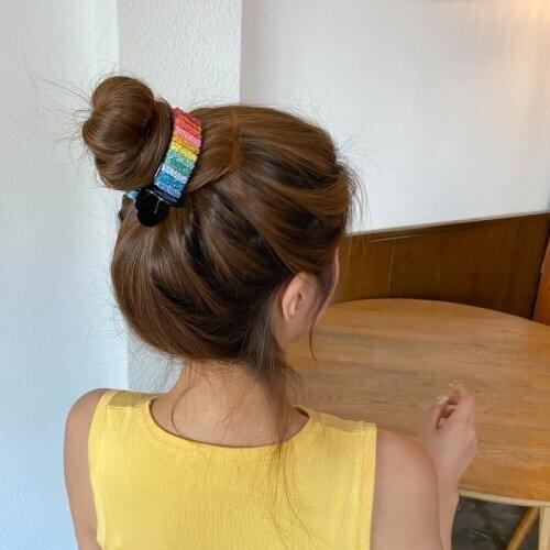 Korean Style Rainbow Color Shining Women Girls Hair Claws Hair Clips Bud Hair Making Tools Woman Sweet Banana Hair Accessories