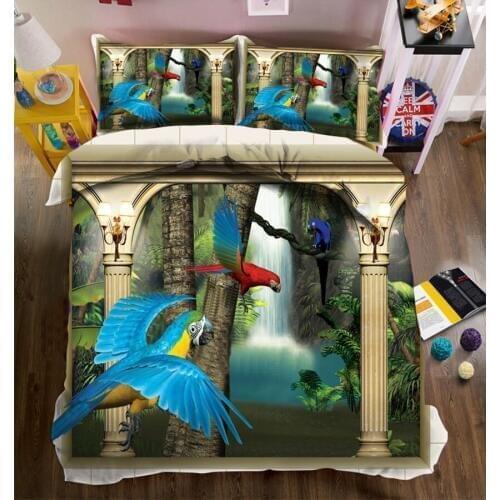 Kids 3D Bedding Set Twin Full Queen bedding set bed sheet Duvet Cover Pillowcase bed cover bird pattern California king