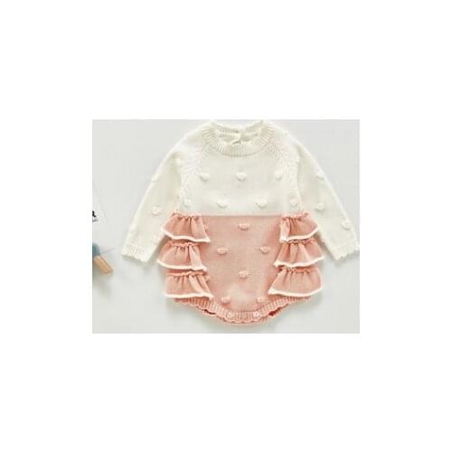 Autumn Winter Girls Knitted Overalls lace Infant 0-3Yrs Kid Baby Girl Knitted Clothes Cotton Romper Jumpsuit Outfits Princess