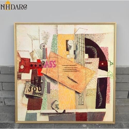 Classic Artist Pablo Picasso Classic Abstract Violin Canvas Art Print Painting Poster, Wall Pictures For Living Room, Home Decor