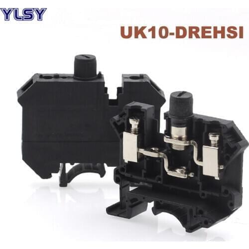 1Pcs Din Rail Screw Clamp Fuse Terminal Blocks UK10-DREHSI Morsettiera Electrical Wire Cable Connector Terminals Seat 800V 6.3A
