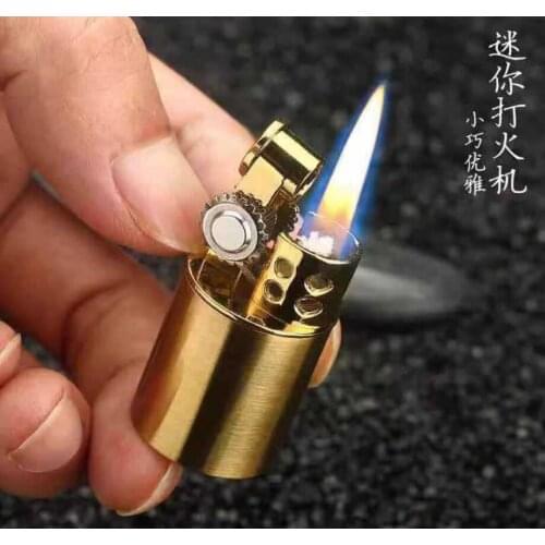 Creative Mini Grinding Wheel open fire kerosene gasoline Petroleum oil cigarette lighter candle Camping smoking igniter（No fuel