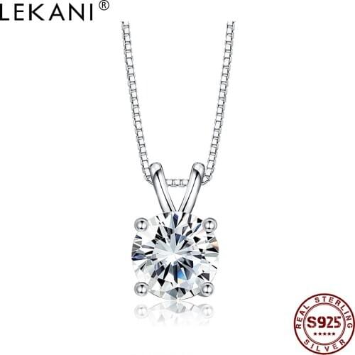 LEKANI Pendant Necklaces For Women 925 Sterling Silver 5A Clear Cubic Zircon Romantic Female Necklace Anniversary Fine Jewelry