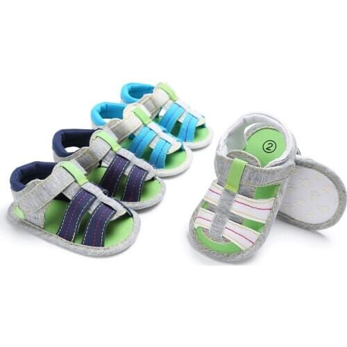 Summer childrens first step walking shoes artificial PU baby boy breathable soft bottom color matching baby shoes