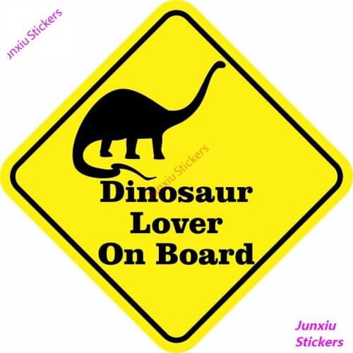 DINOSAUR LOVER ON BOARD Warning Mark Car Reflective Sticker Bumper Window Motorcycle Cover Scratch Decal Accessories KK12*12cm