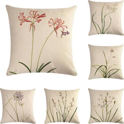 Herb Plant Cushion Cover 45*45cm Mistletoe Acorus Calamus Sour Cherry Poppy Pattern Outdoor Home Decoration Pillowcase ZY187