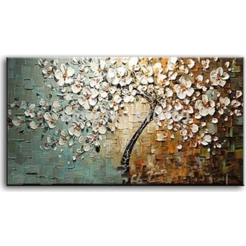 New handmade Modern Canvas on Oil Painting Palette knife Tree 3D Flowers Paintings Home living room Decor Wall Art 168022