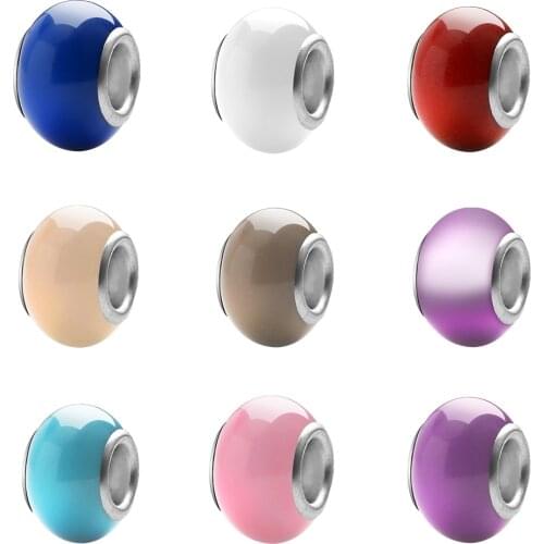 New Arrival Pure Color Resin Beads Safety Chain Series Pendant Charm Bead Fit Original 6mm Bracelet DIY Jewelry Women Wholesale