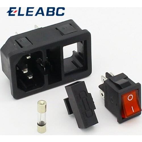 NEW HIGH QUALITY Red Light Power Rocker Switch Fused IEC 320 C14 Inlet Power Socket Fuse Switch Connector Plug 10A 250V B2C