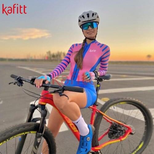 Kafitts New Long-sleeved Jersey WomensJumpsuit Sweater Suit Macaquinho GO Mountain Bike Jersey Sexy Womens Cycling Jersey