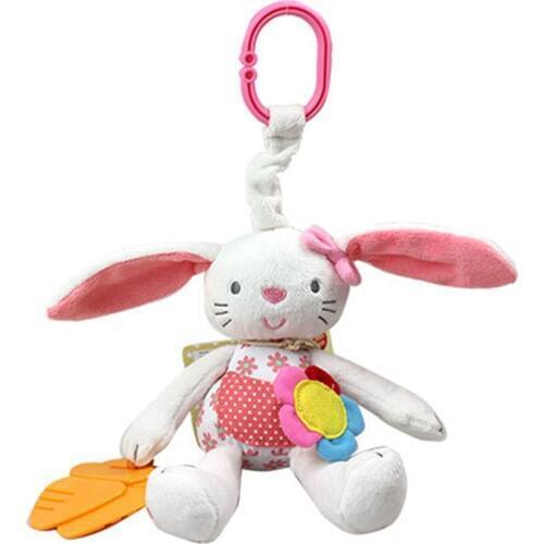 Rabbit Rattles With Mirror Strolls Hanging Bed Infants Doll Plush Toys With Teether Animal Kids Toys For Baby 0-12 Months
