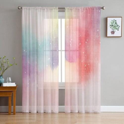 Sheer Curtains For Living Room Watercolor Painting Fresh Dots Bedroom Balcony Large Curtains Kitchen Dining Room Voile Curtains
