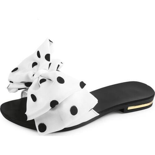 Dropshipping Womens Flat Sandals Bowtie Slipper Flats Sandal Open Toe Summer Shoe Women Sexy Party Beach Female Footwear