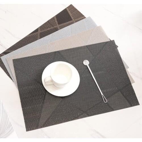 Rectangular PVC Placemat Non-slip Heat-insulation Dining Table Mat Teslin Nordic Hotel Western Tableware Pads Home Kitchen Decor