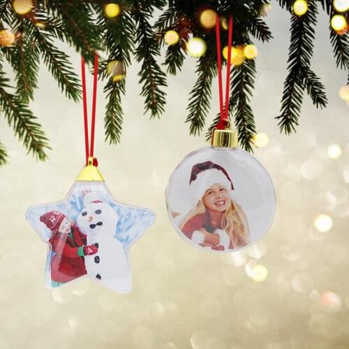 Christmas Transparent Photo Frame Ball Plastic DIY Photo Five-star Pendant Xmas Tree Xmas Tree Hanging Ornament Home Decoration