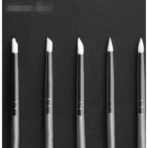5 Pcs Silicone Nail Brush Carving Emboss Hollow Pottery Sculpture UV Gel Shaping Silicone Brushes For Modeling Nail Art DIY Tool