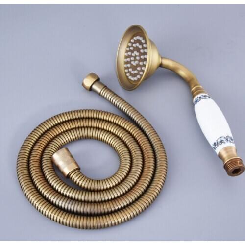 Antique Brass Telephone Style Bathroom Shower Head Water Saving Hand Held Shower Head Spray &1.5m Hose zhh116
