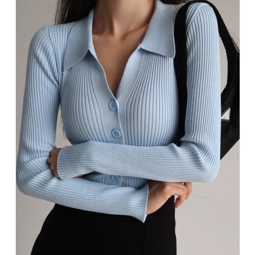 Autumn and Winter Fashion Sweater Women Sexy V-neck Sweater Knit Cardigan Soft Warm Pull Femme Wool Long Sleeve Sweaters 16359