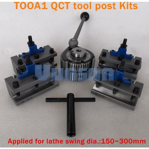 TOOA1 Lathe Swing Dia. 150~300mm Quick Change Tool QCT Post Turret Kits include 1pcs tool post+4pcs Tool Holders