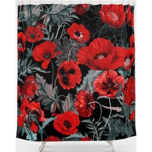 Poppy Garden Shower Curtain Waterproof Bathroom Decorations Polyester Bathroom Shower Curtain