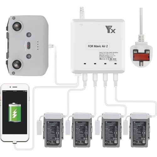 Drones Battery Charger 6 in 1 Quick Charge Hub for DJI Mavic Air 2S