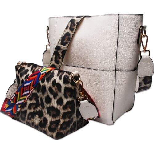 2pcs Bag Sets Leopard Print Composite Guitar Crossbody Bags Women PU Leather Shpulder Purse Ladies Causal Leisure Bag