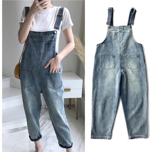 Korean Denim Straps Slim Jumpsuit Casual Overalls Women Loose Slim Rompers