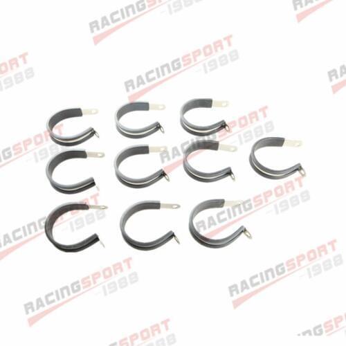 10PCS 1 3/4" 304 Stainless Steel Cushioned Hose Mounting Clamp Loop Strap Black