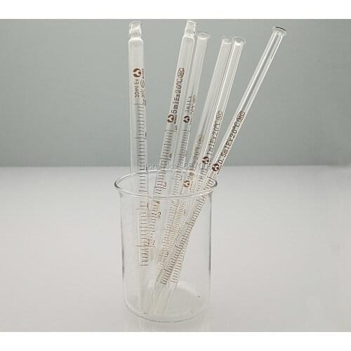 10pcs/lot 0.5ml 1ml 2ml 5ml 10ml Lab Glass Graduated Pipette Dropper Scaled Transfer Pipette for Essential oil filter