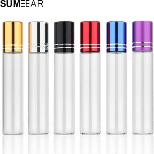 100Pieces/Lot 10ml Essential Oil Bottle Travel Use Glass Perfume Roll on Bottle with Stainless Steel Glass Ball Roller Glass