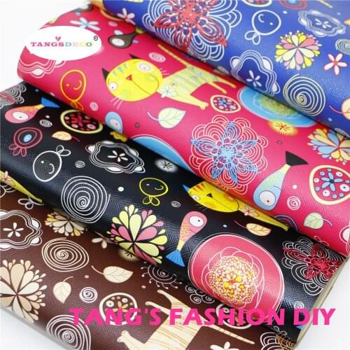 12PCS---20X22CM DIY Hair Bow Material Colorful Cat And Fish PU Synthetic Faux Leathers