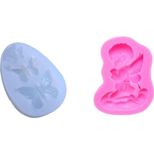 2Pcs Silicone Mold Animal Butterfly Resin Charms Molds with Praying Angel Mold Handmade DIY Soap Silicone Mold