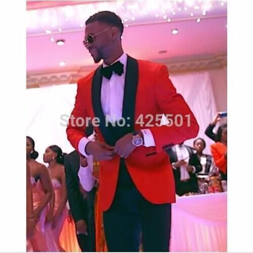 2020 (Jacket+Pants+Vest) Red Men Suits Costume Formal suits Slim Fit Groom Tuxedos Groomsmen Mens Wedding Prom Suits For Men