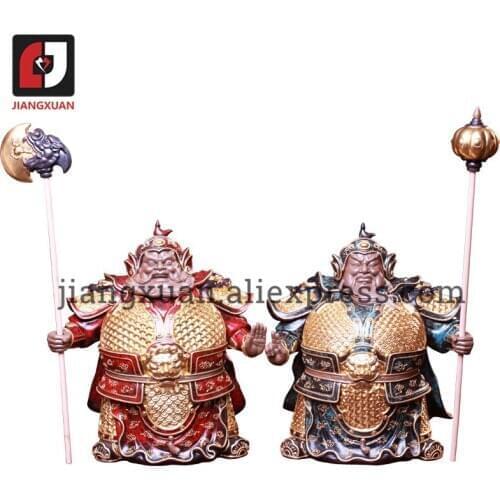 24k gold foil antique chinese porcelain statues Heng Ha two generals porcelain ornament for living room decoration