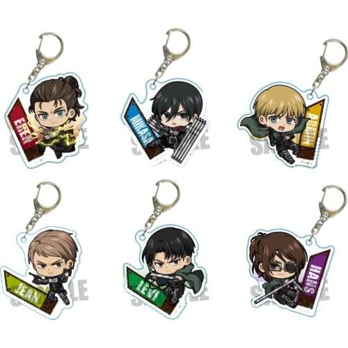 Attack on Titan Acrylic Keyring Erwin Smith Eren Jaeger Rivaille Mikasa Ackerman Hange Zoe Cartoon Keychain Itabag Pendant TOy