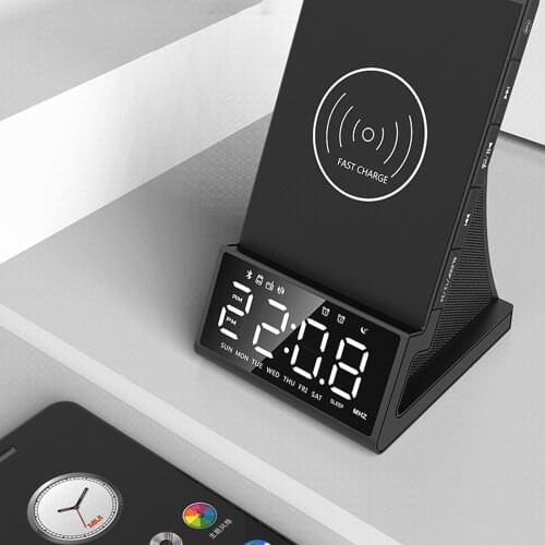 Wireless Charger Clock Durable Desktop USB 1PC Creativity Multifunction Practical Smart Digital Bluetooth Speaker Stand