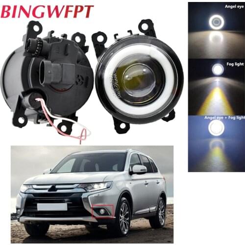 BINGWFPT Car LED Fog Light Assembly Angel Eye Daytime Running Lamp DRL For Mitsubishi Outlander 2017 2018 2019 L200