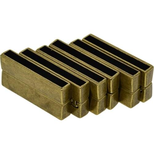 6 Sets Wide Leather Cord Bracelet Interlock Bronze Connector