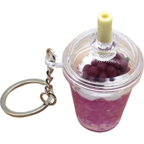 Key Holder Highly Simulated Bag Pendant Plastic Cartoon Ice Cream Juice Cup Shape Keychain for Backpacks Kid Toys Gift