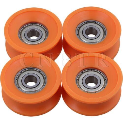 CNBTR 6x30x13mm 606ZZ Orange U Groove Guide Pulley Wheel Rail Ball Bearings for Furniture Pulley Pack of 4