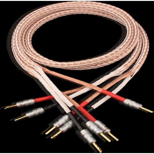 Hifi 12TC 7N OCC Pure copper Speaker cable hifi audio speaker wire loudspeaker cable 12TC Speaker cable with Banana Y spade