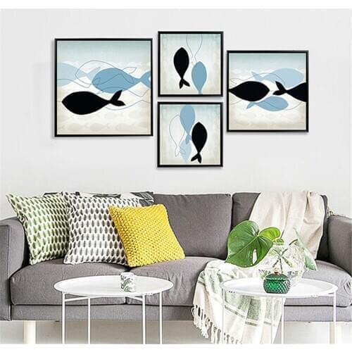 Fish Painting Canvas Poster Nordic Abstract Wall Art Picture Living Room Bathroom Decor Kids Room Decoration