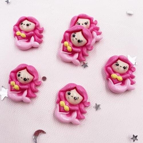 Resin Kawaii Colorful Lovely Pink Mermaid Flatback Cabochon Stone 12PCS Scrapbook DIY Decor Home Figurine Crafts OH356