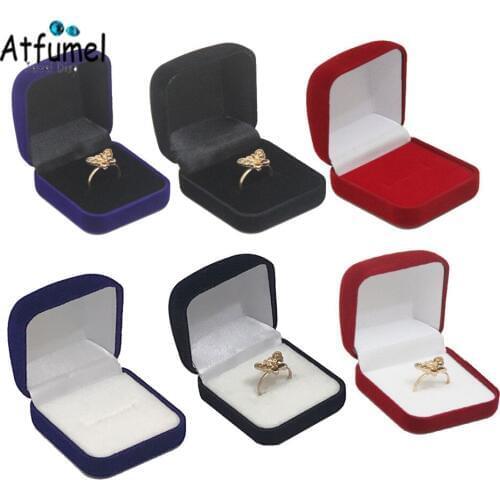Sale Red Black Blue Velvet Jewelry Organizer Box 6 Color Available Ring Stud Earrings Jewelry Storage Gift Box Wedding Ring Box