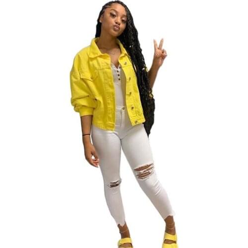 Bright yellow fashion jackets women turn-down collar full sleeve autumn clothes high street hot sale slim tide jackets MA8140