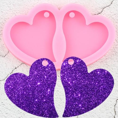 L/M/S Shiny Heart Shape Epoxy Earrings Fashion Jewelry Resin Mold Love Silicone Molds DIY Craft Keychain Pendant Necklace Moulds
